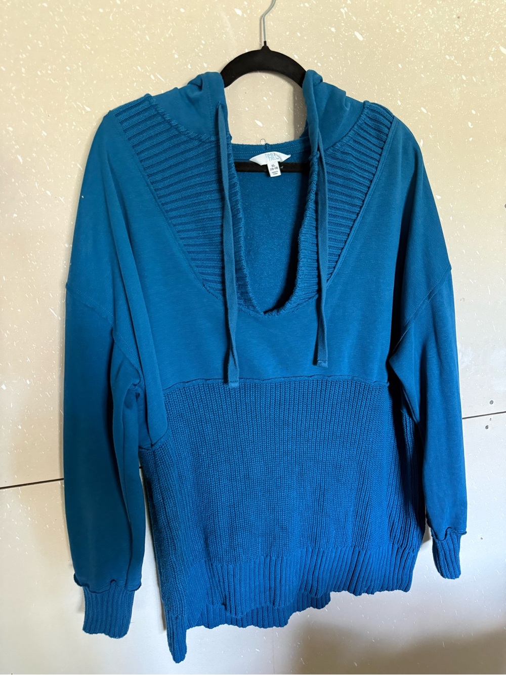 Time and Tru Teal Hooded Sweater